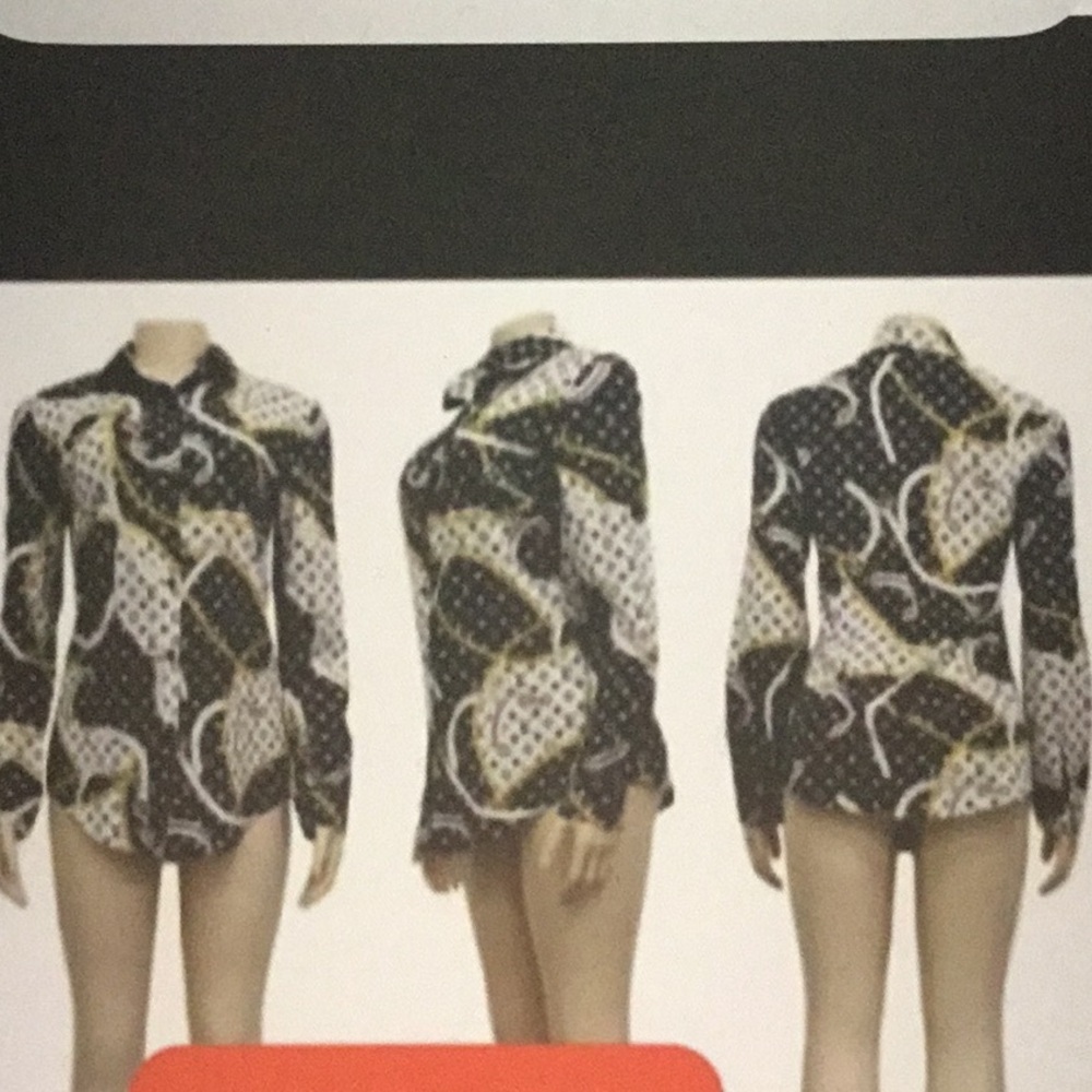 Stylish Black and White Patterned Blouse